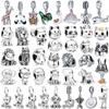 Silver Animal Cat Panda Rabbit Rabbit Lion Owl Unicorn Horse Jewelry Pendant Bracelet Diy Fit Original Bracelet