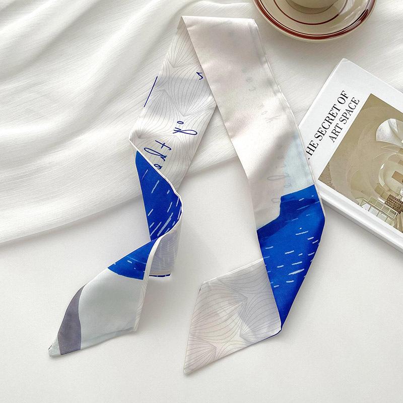 Long Silk Scarf, High-end New Versatile Hair Tie Streamer, Atmosphere Ribbon, Spring and Summer Decorative Scarf, Tied Bag Streamer