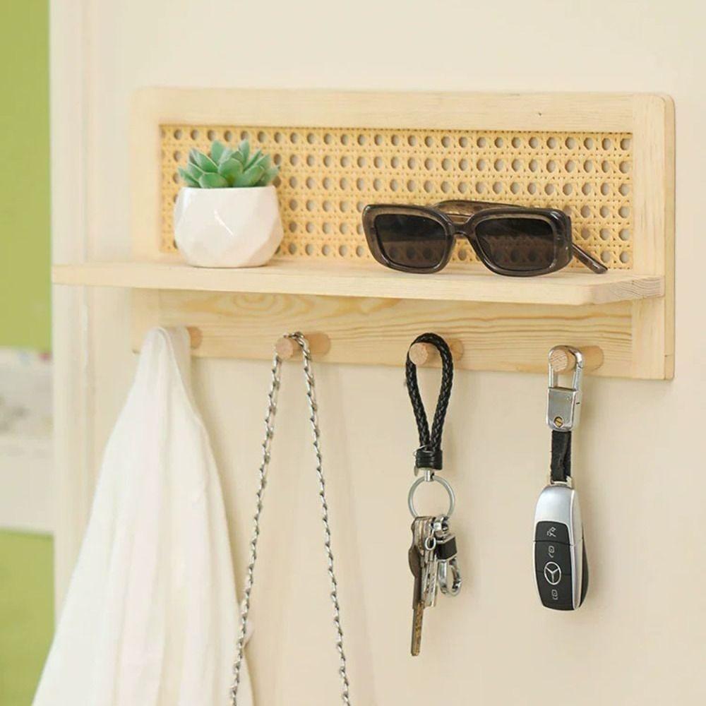Компактная стойка для хранения ключей из массива дерева, деревянная настенная полка, деревянный крючок для ключей, декор для прихожей