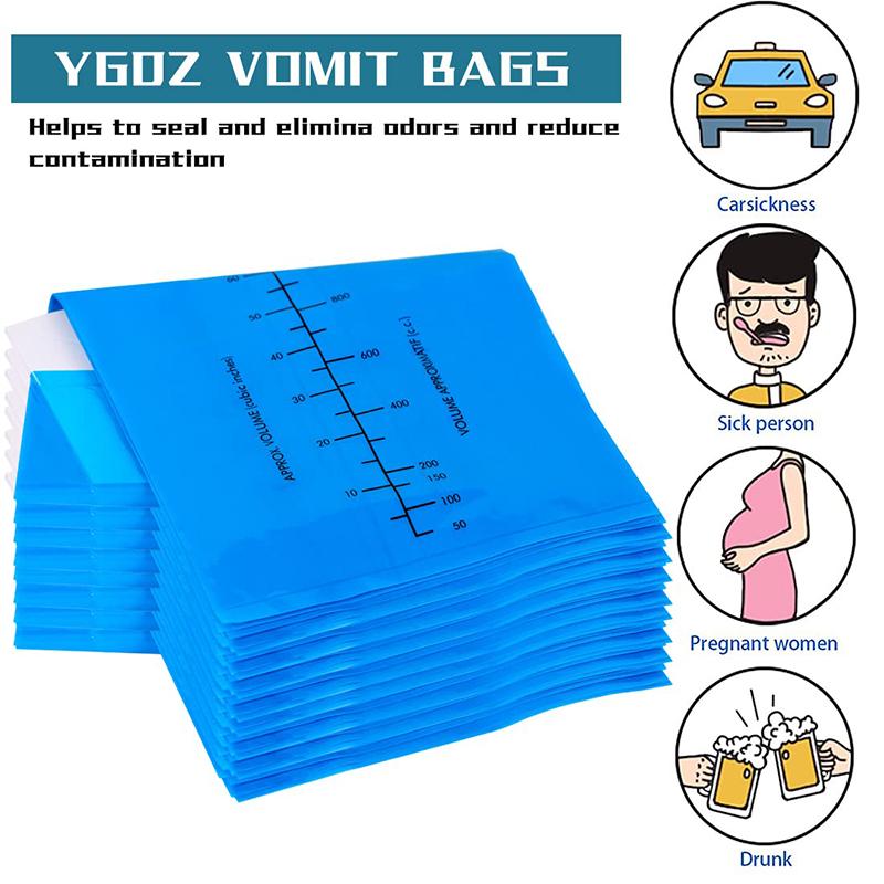 12 шт. одноразовых антирефлюксных рвотных мешков, портативных для путешествий в автомобиле, самолете, укачивания, тошноты, экологически чистые пластиковые пакеты