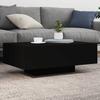 VidaXL Coffee Table with LED Lights, Side Table, End Table, Living Room Furniture, Modern, Black Wood 836610