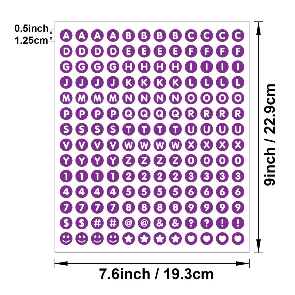 0.5 Inch Waterproof Vinyl Alphabet Dot Stickers Self Adhesive for DIY Crafts Journaling Scrapbooking Labeling