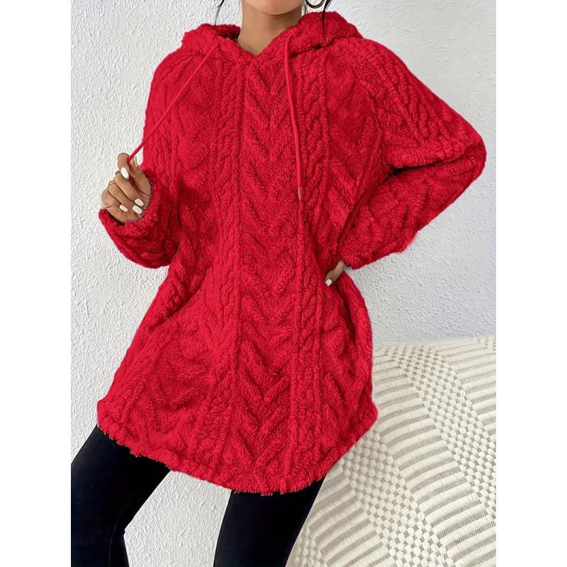 Women S Solid Color Hooded Long Sleeve Slim Fit Drawstring Sweatshirt