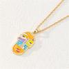 Retro Funny Mask Enamel Pendant Necklace Stainless Steel Light Luxury Geometric Choker Jewelry Party Gifts For Women Girls