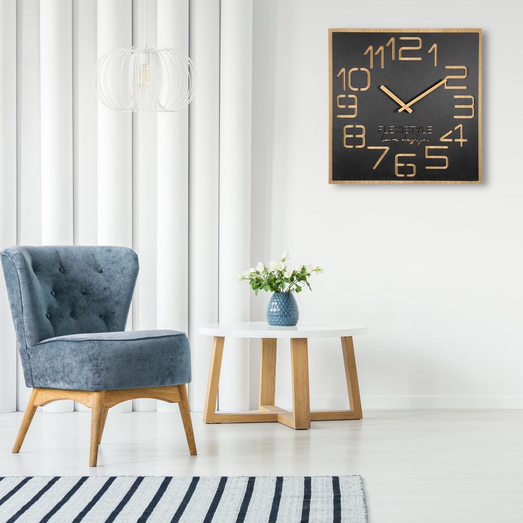 Large wall clock for the living room, black, EKO digits, 60cm
