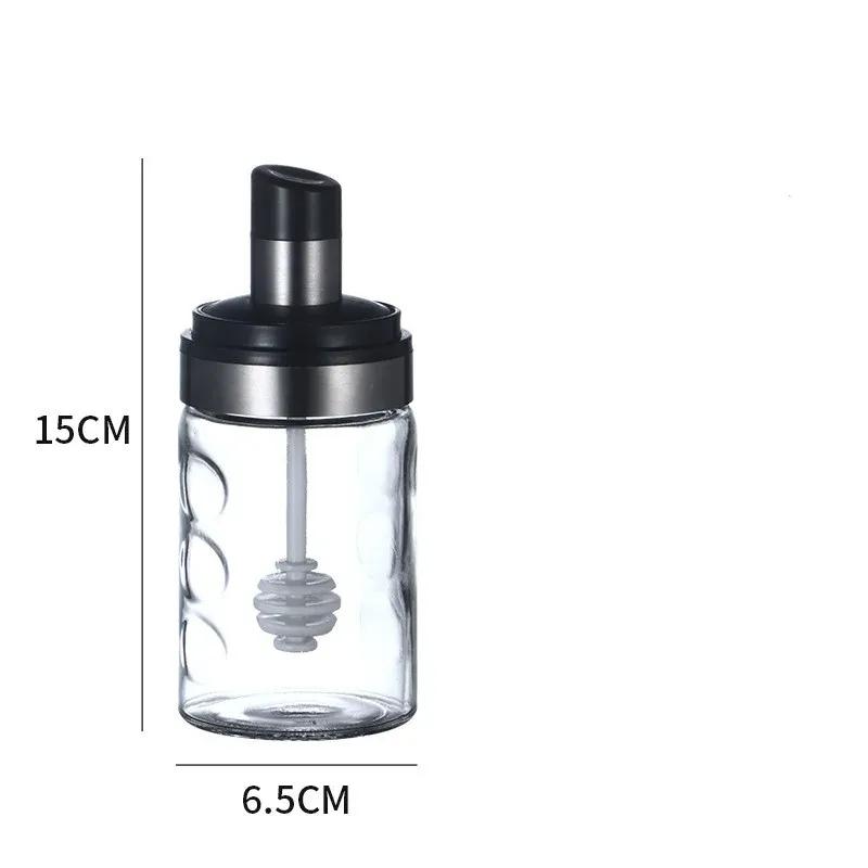 Glass Spice Storage Jar for Salt Sugar Pepper and Powder with Spoon Plastic Seasoning Bottle Salt Storage Box - Transparent Kitchen Supplies