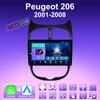 2 DIN Android Carplay Автомагнитола Для Peugeot 206 2001-2008 Мультимедийный Проигрыватель Головное Устройство Стерео GPS Навигация BT WIFI 2+32ГБ