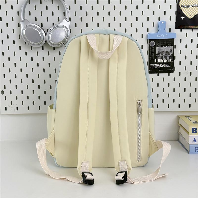 Школьный рюкзак Colorblock из нейлона с передним карманом, боковыми карманами, регулируемыми лямками, повседневный рюкзак для студентов на каждый день