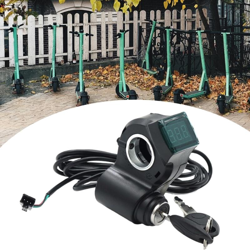 Electric Scooter Throttle Key Switches Lock Spare Part Electric Scooter Throttle Voltmeter with Digital Voltages Display