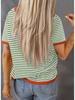 2025 Полосатый контрастный вязаный свитер: Европейский/американский стиль, спущенное плечо, короткий рукав