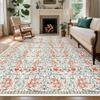 Large Living Room Carpet Retro Floral Washable Area Rug Soft Non-slip Bedroom Bedside Floor Mat Machine Washable Home Decor Rugs