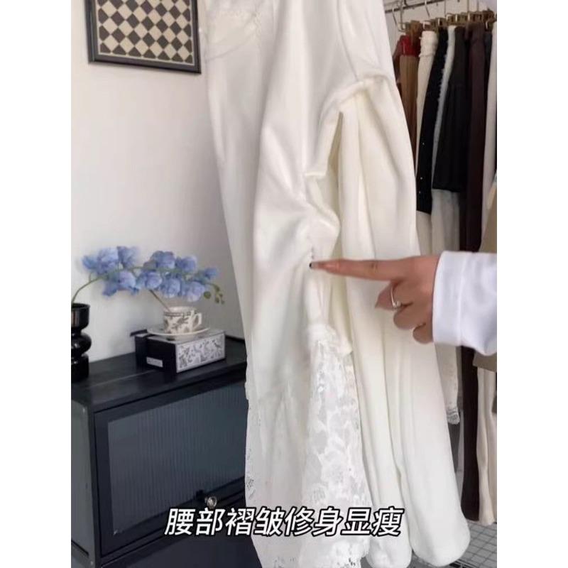 Корейская кружевная футболка с имитацией двухслойности, осень-зима, новая, с длинным рукавом, из немецкого бархата, базовый топ, базовая футболка