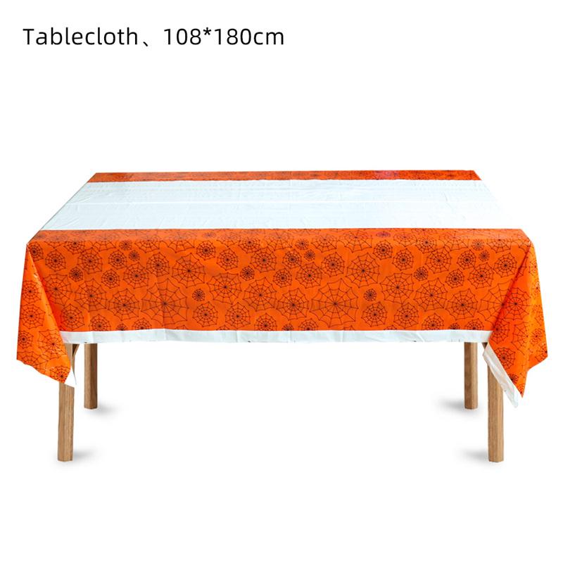 Halloween Fright Night Tablecloth: Pumpkin Ghost Castle Design, Disposable PE Material