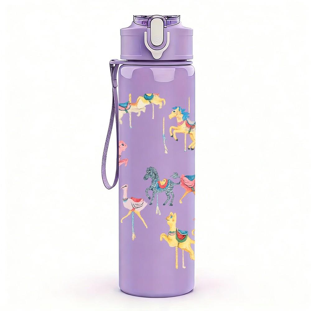 1PC Flying Crane Bird Group 750ml Color Plastic Sports Water Bottle Leakproof Flip Straw Lid Suitable for Sports Office Home Use