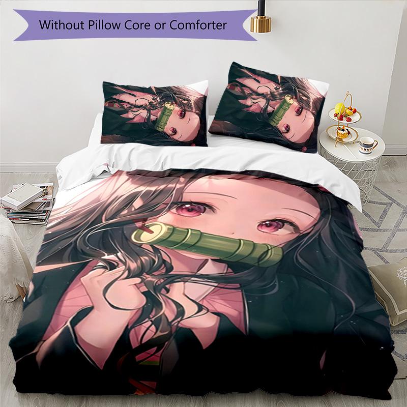3pcs nezouko6 Design Cover Set - HD Printed Bedding with 1 Cover and 2 Pillowcases - Perfect for Home and Dorm Decor