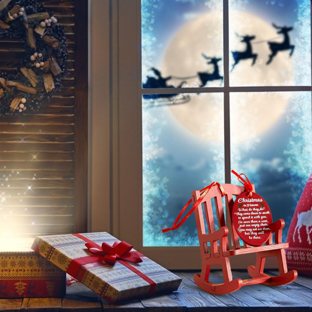 Christmas In Heaven Wooden Chair Pendant Memorial Red Chair Decoration Christmas Tree Hanging