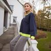 European and American autumn new women's clothing long-sleeved crew neck casual new contrasting colors cross-border simple sports style women's sweate