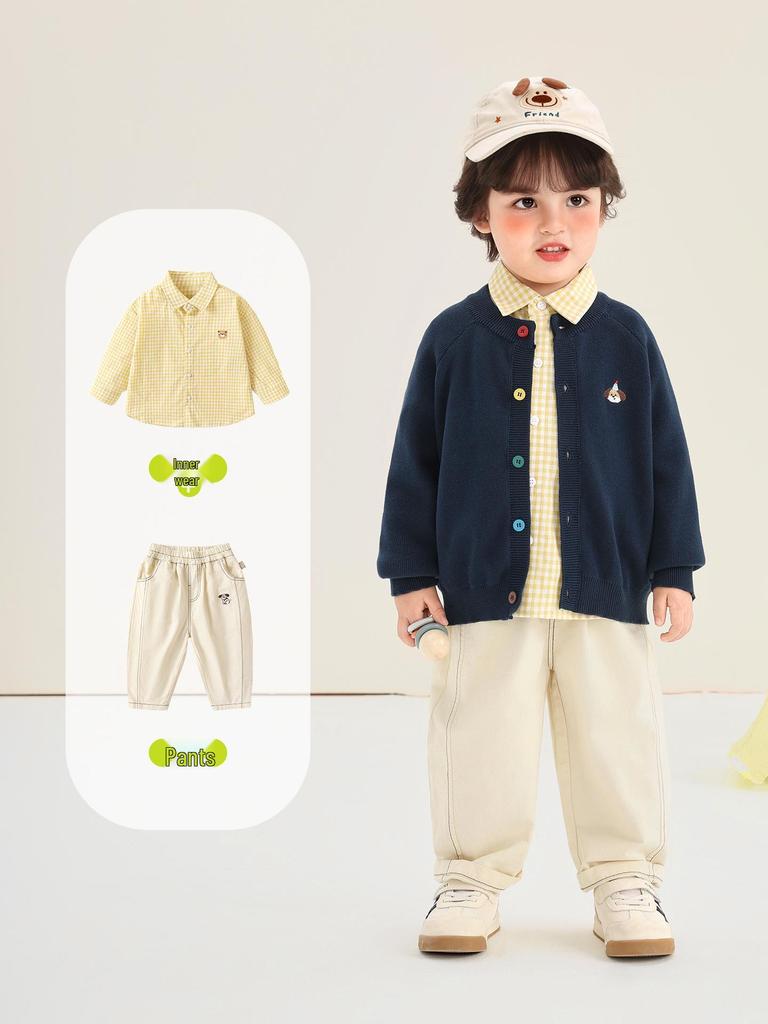 Детский вязаный кардиган Kaka Panda - Весенний наряд для мальчиков и девочек, Повседневный топ для малышей на весну и осень