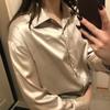 2023 весенняя женская одежда, шелковая рубашка, винтажная блузка, женский топ, женская рубашка с длинным рукавом, свободная женская блузка 113551