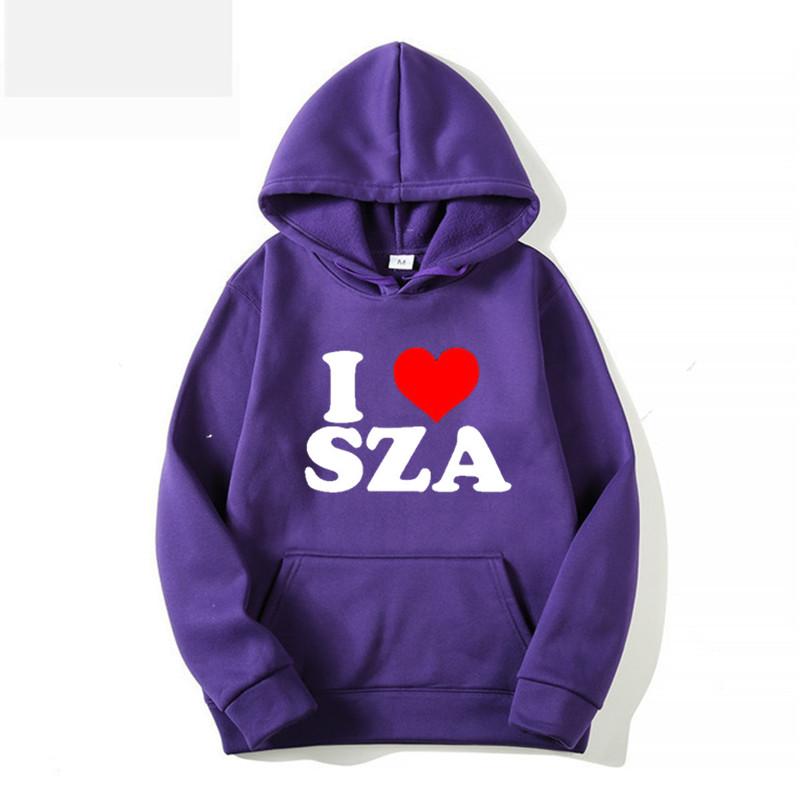 I Love SZA Retro Women's and Men's Hooded Pullover Fashion Couple Casual Hip Hop Sweatshirt Large