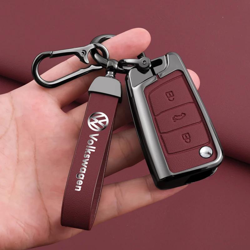PCVHD1 2026 Hot Styling Mouldings For VW Volkswagen Jetta MK5 Golf Leather Car Remote Key Case Fob Cover Protector Holder Shell For VW