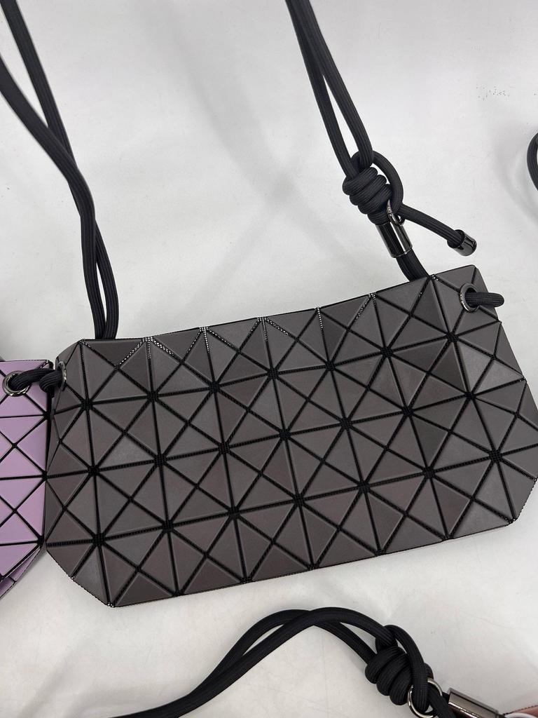 Japan Style Geometric Argyle Tofu Shoulder Crossbody Bag - Women's Fashion Drawstring Bucket Handbag