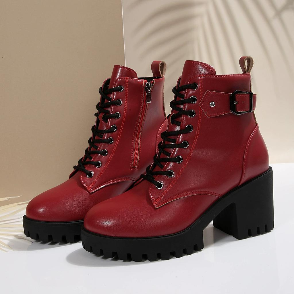 Женские ботильоны, мотоциклетные ботинки большого размера, модные кожаные резиновые сапоги, женская весенняя обувь в готическом стиле