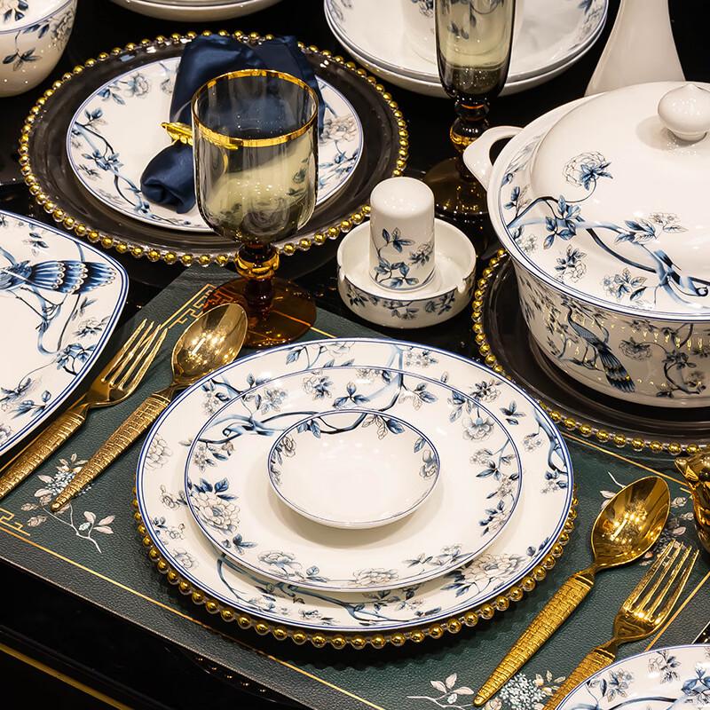 Blue Peacock Jingdezhen Ceramic Dinnerware Set