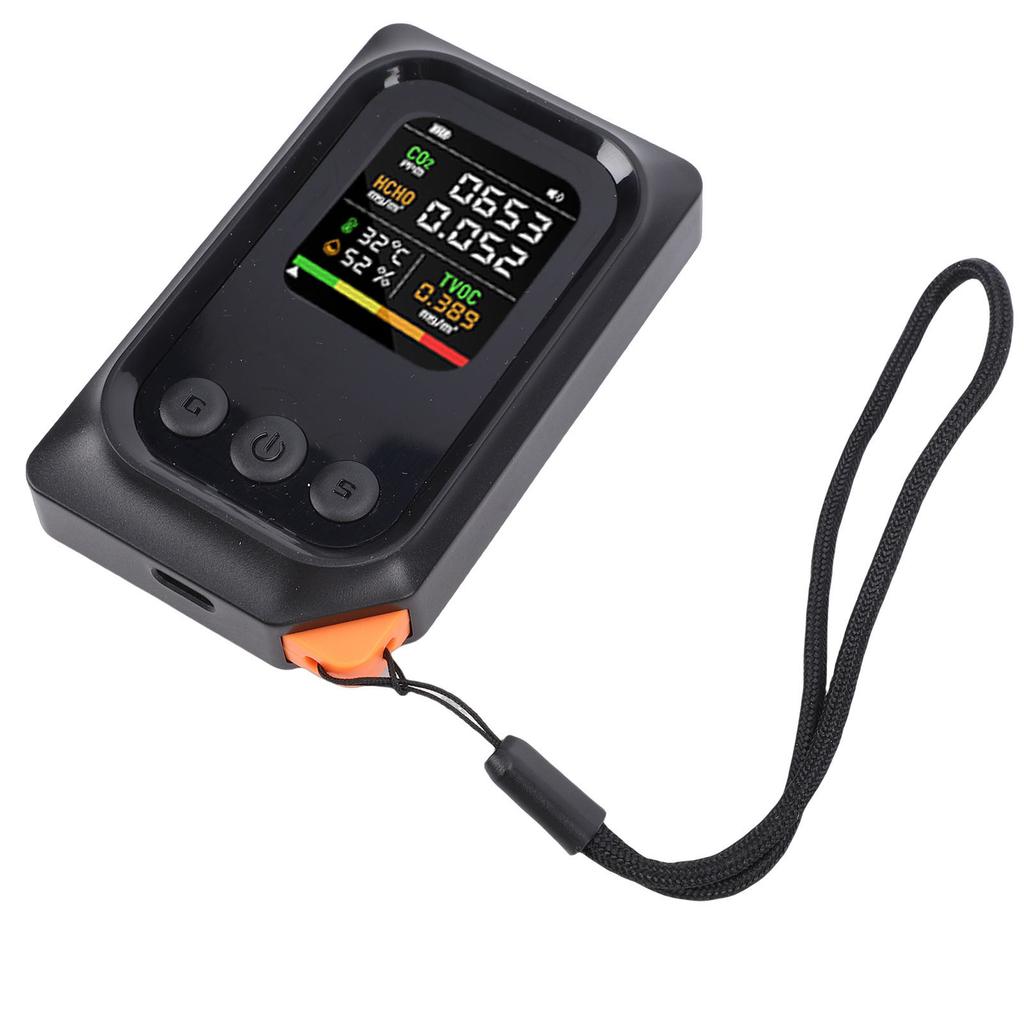 Детектор качества воздуха 5 в 1 CO2 TVOC HCHO Темп Влажность Умный тестер Портативный Перезаряжаемый Компактный