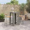 VidaXL 3-piece Garden Bar Set Grey Poly Rattan/solid Acacia Wood, Bar Table Set, Table and Bar Chair of 3187711