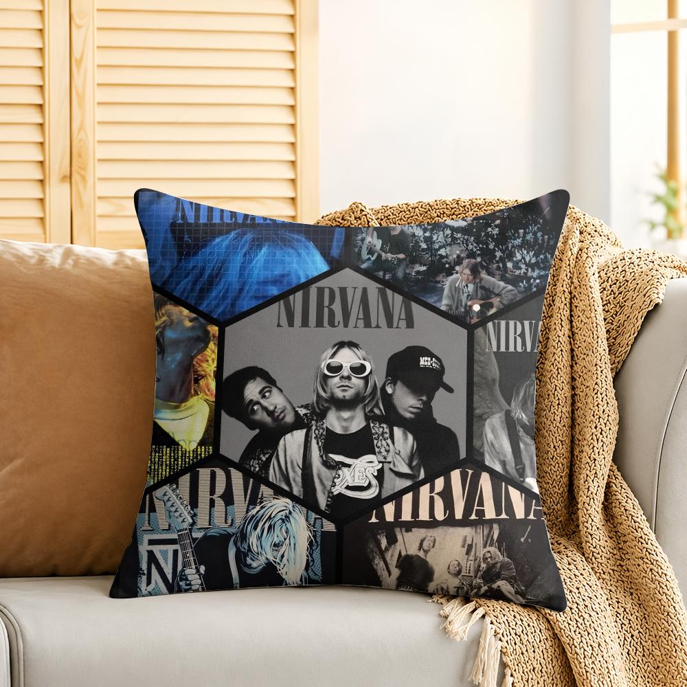 Band SmileNNirvanaS Cushion Cover Silky Short Plush Invisible Zipper Dustproof Sofa Pillow Case For Home Decor