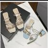 Fashion Women Fashion Rhinestone High Heel Sandals Summer Ladies Sexy Sandals Female Leather Sandals Plus Size 34-40 Zapatos De Mujer