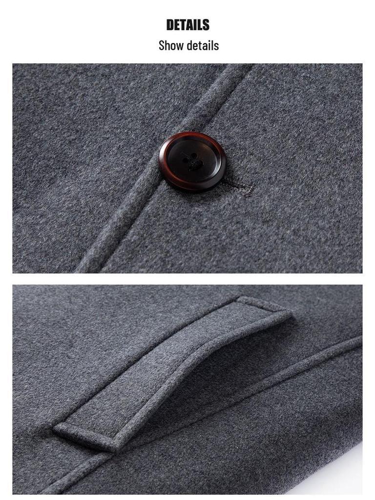 Men's Double-Breasted Wool Blend Over-the-Knee Coat