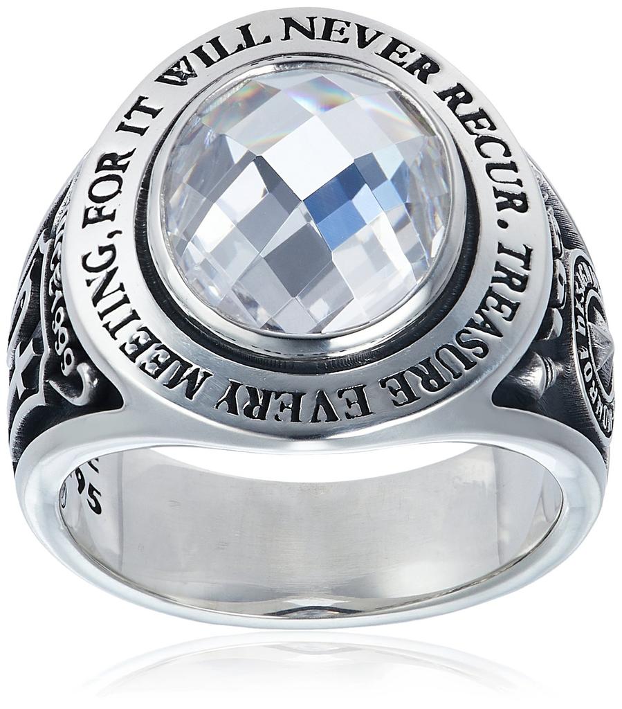 Monroe Message College 925 Sterling White Cubic Japanese Size 19 Dr. Ring, Silver, Zirconia, FC-195-SV-WCZ-19,