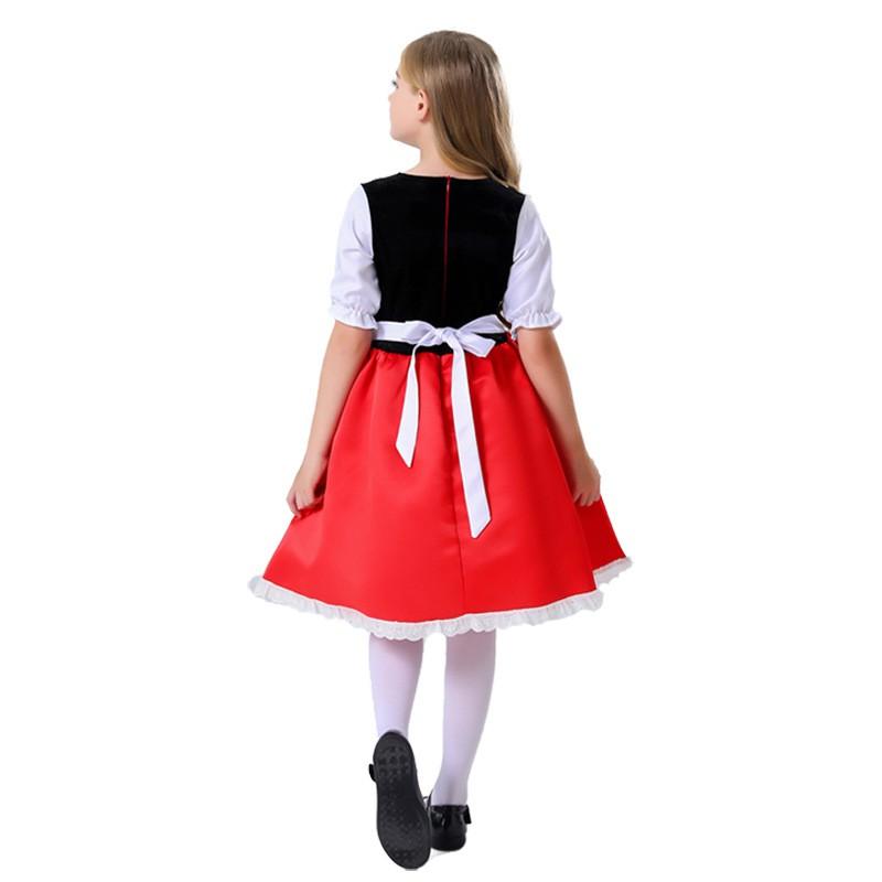 Little Red Riding Hood Costume Women Halloween Cosplay Party Dress Sweet Vintage Fairy Tale Princess Outfit