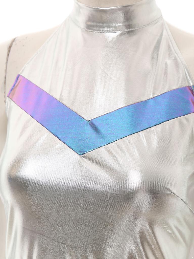 Women Carnival Rave Party Suit Space Astronaut Alien Robot Cosplay Costume A-line Mini Dress for Halloween Theme Party