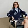 Chuyu Women's Retro V-Neck Knitted Cardigan