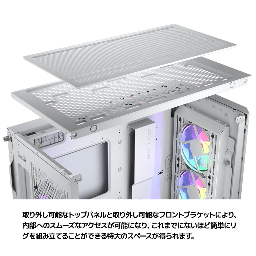 COUGAR PC Case Duoface RGB PRO White Middle Tower White Color Compatible with RTX40 Series 2 Types Front Panel Side Panel Tempered Glass 4 Fans