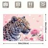 1pc Pink Leopard Party Backdrop  Durable Polyester Stunning BlueEyed Leopard with Pink Roses Design Perfect for Winter Holid