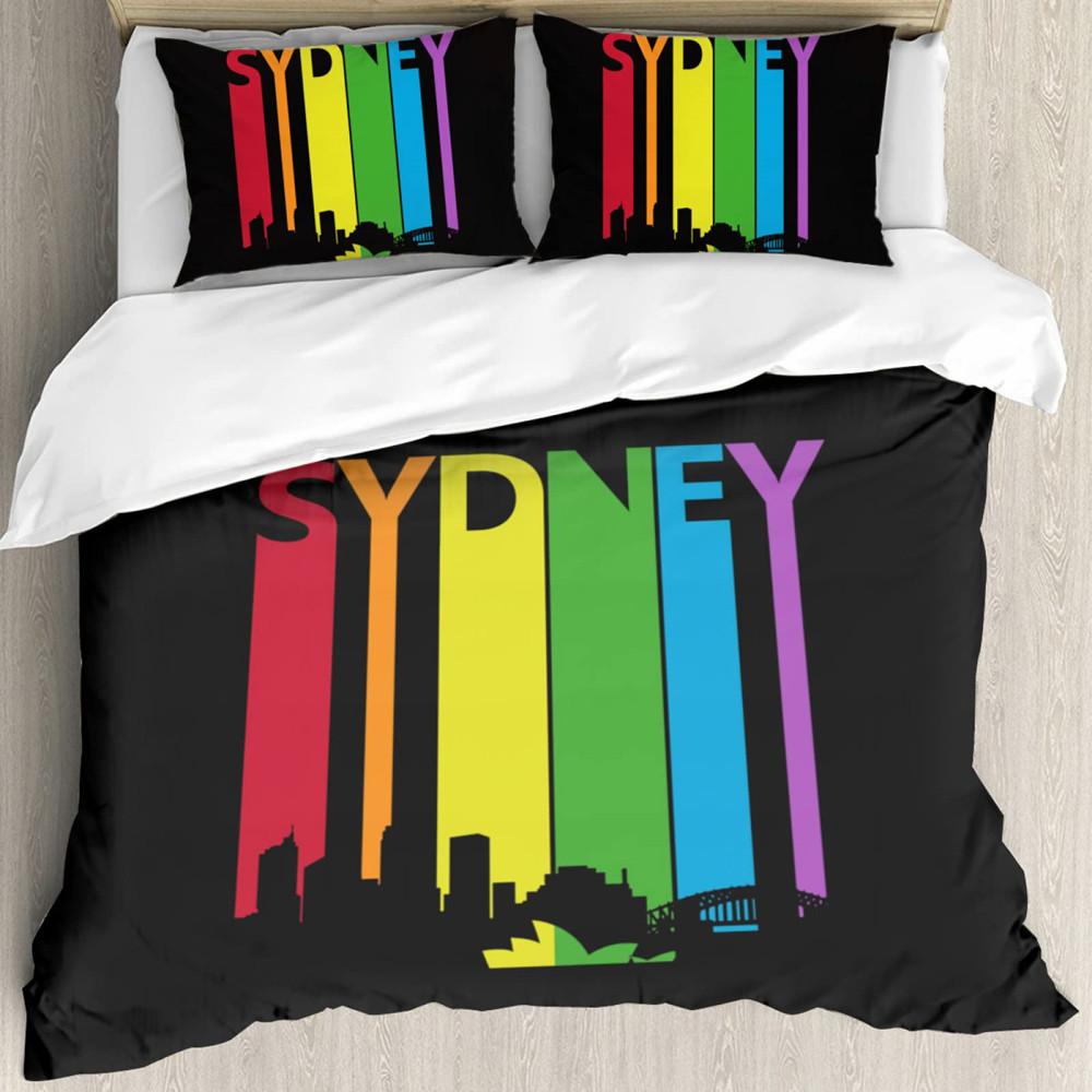 Комплект пододеяльника Pride Полиэстер Люди, празднующие Международный день сообщества ЛГБТ, с разноцветным полосатым дизайном Комплект постельного белья