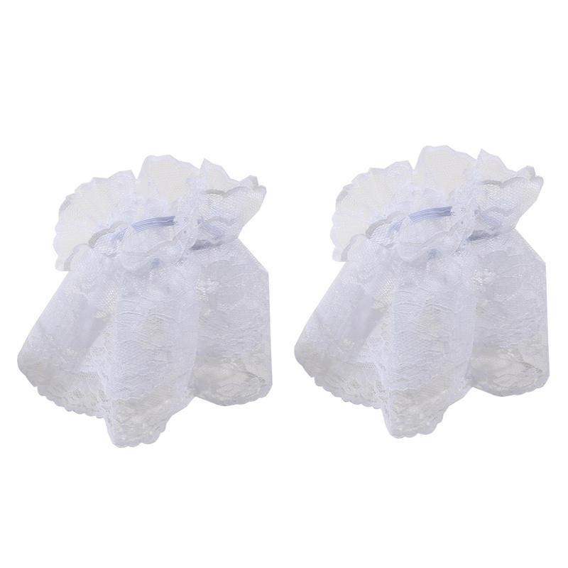 1 Pair Detachable Wrist Cuffs Sweet Floral Ruffled Elastic Hand Sleeve Black White Fake Cuffs Wristband Accessories