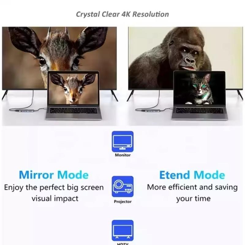 7-in-1 USB C Docking Station 4K HDMI-compatible VGA 100Mbps RJ45 Ethernet USB 3.0 PD 100W Charging Hub for MacBook Laptop Xiaomi