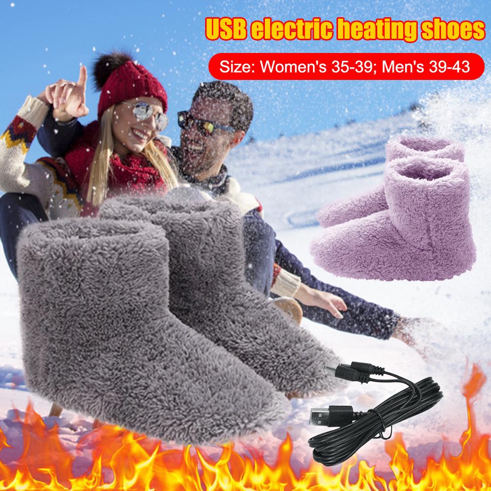 Women Men Rechargeable Foot Warmer Washable USB Heated Shoes Heated Booties for Cold Weather