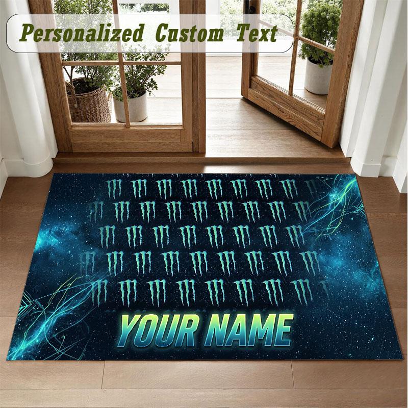 Crystal Velvet Square Rug Custom NameMonster Energy Pattern Non Slip Home Floor Decor Rug