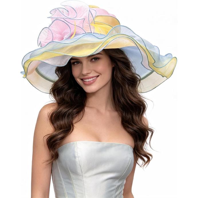 SAFERIN Women's Organza Church Kentucky Derby Fascinator Bridal Tea Party Wedding Hat