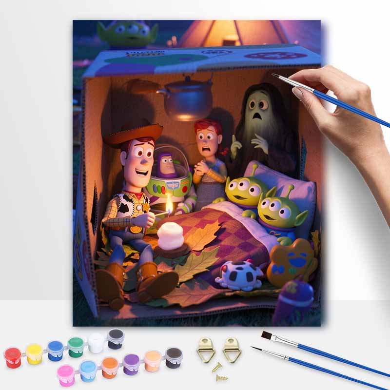 Disney Digital Oil Painting Art Kit Toy Story Characters Camping Handmade Coloring Painting Home Decor