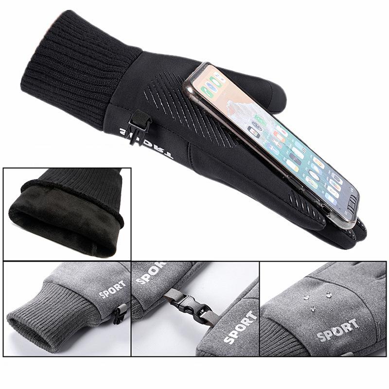 Зимние мужские перчатки для сенсорного экрана, теплые, плюс бархат, толстые, водонепроницаемые, ветрозащитные для езды, вождения, активного отдыха