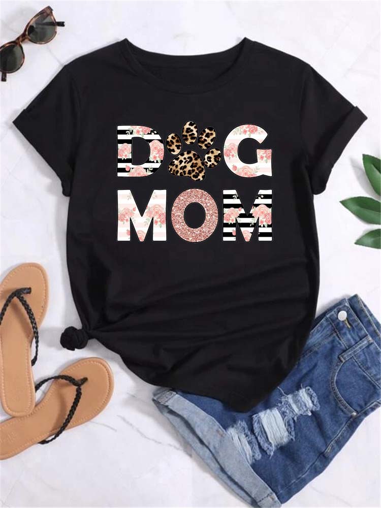 Трендовые женские футболки с принтом «Trend Dog Mama», модные футболки с мультяшным графическим принтом, одежда, женская футболка, короткий рукав, повседневные футболки