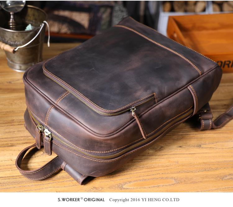 Ретро мужской рюкзак для ноутбука из натуральной коровьей кожи Sivok