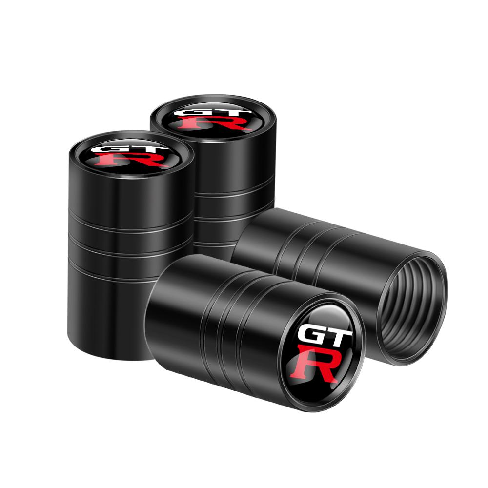ARE4 4Pcs Metal Car Wheel Tire Valve Caps Stem Covers Accessories For Nissan X-trail GTR Nismo Qashqai Note Juke Sentra Patrol Micra